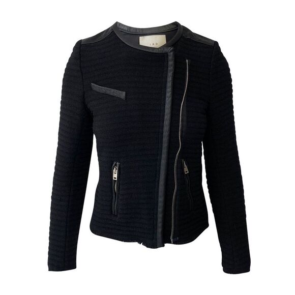Iro Vintage Other - Pre Loved Iro Vintage Quilted Moto Jacket with Leather Trim Women black Jackets